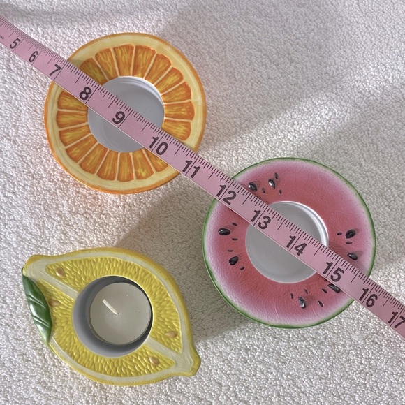 Vintage Party Lite Ceramic Fruits Tea Light Holders Candle Holders x3 - Picture 4 of 11